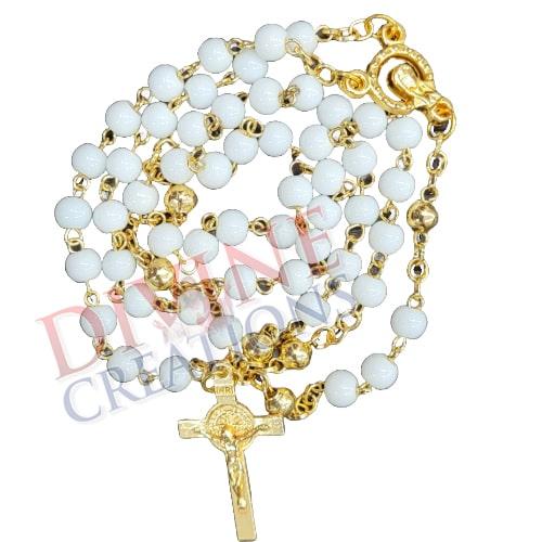 White and Gold Pearl Rosary